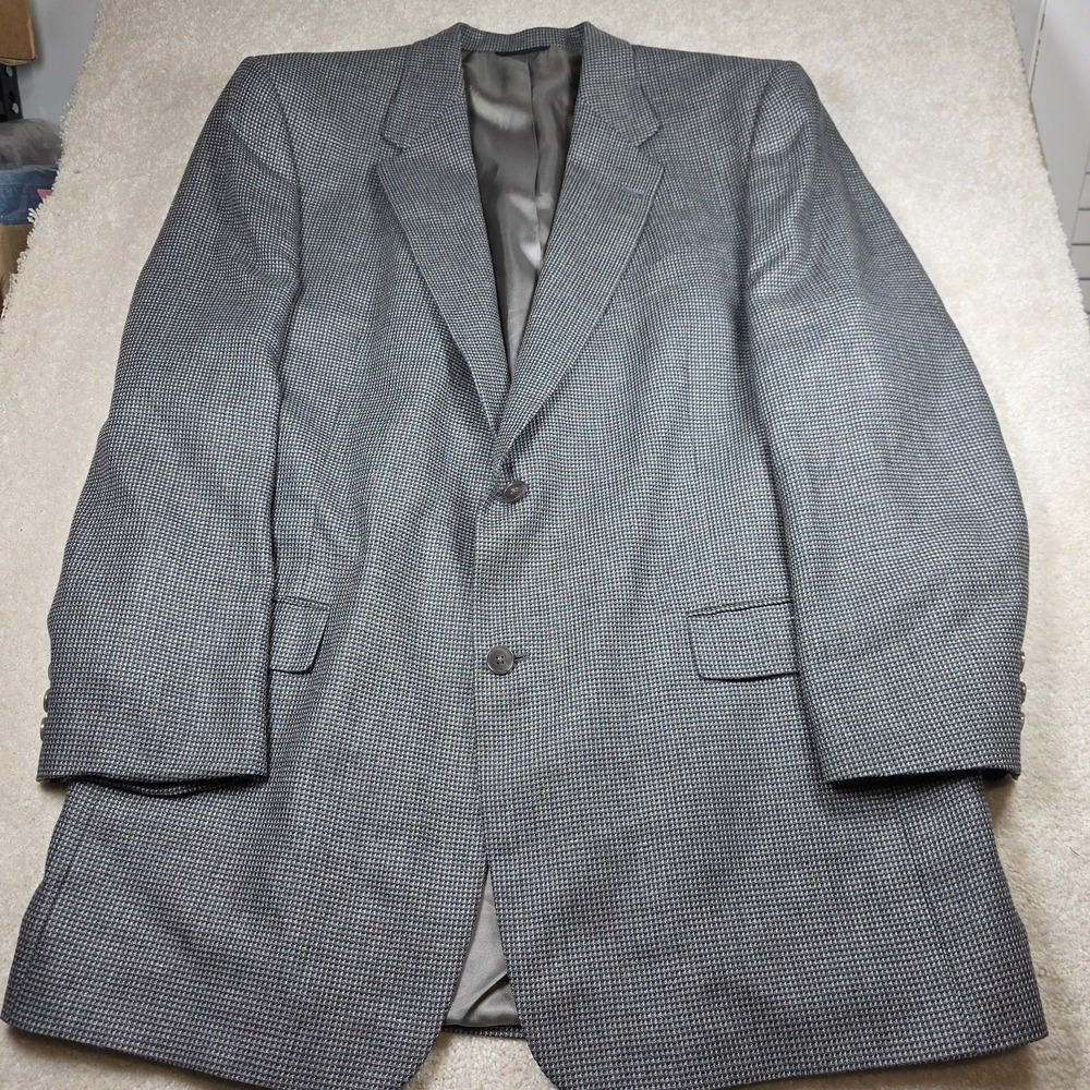 Hart Schaffner Marx Blazer Mens 46L Gray Comfort Single Breasted Formal USA Made